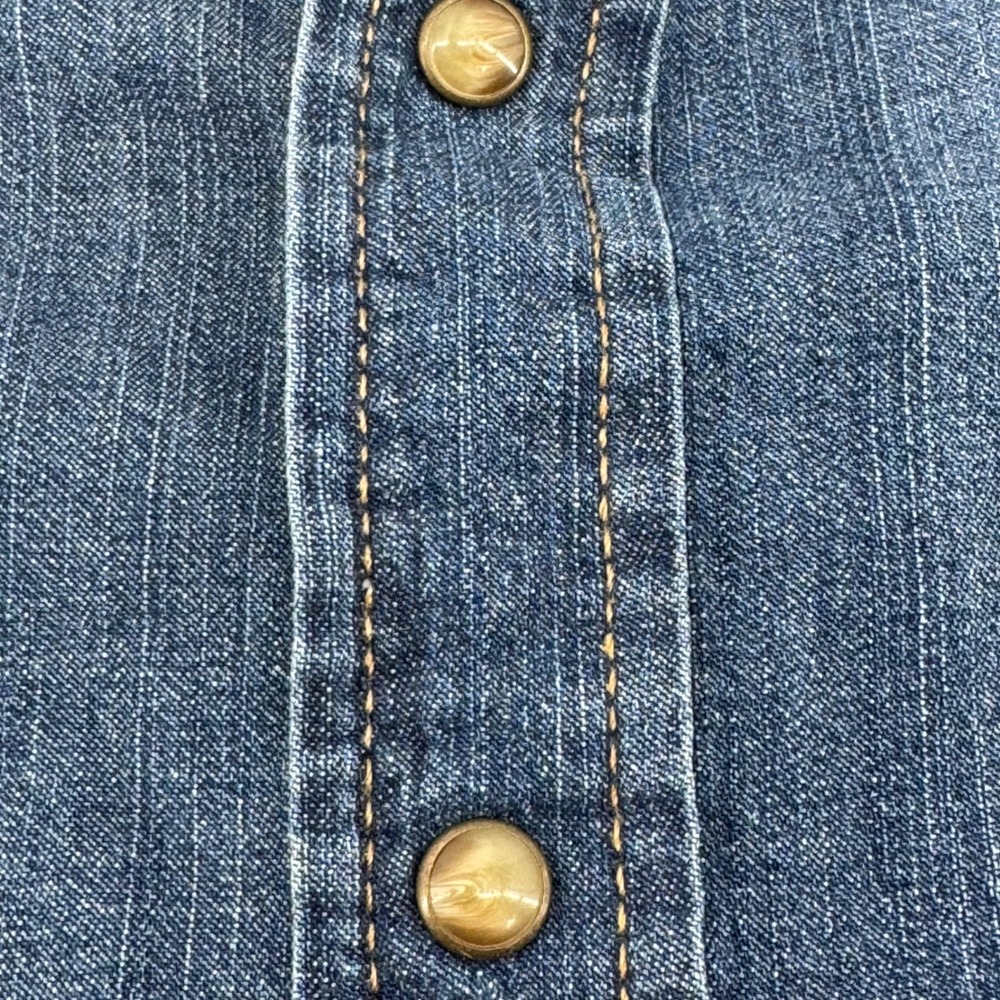 Wrangler Denim Shirt Mens 2XL Blue Long Sleeve Snap Button Western Stretch - Picture 3 of 9